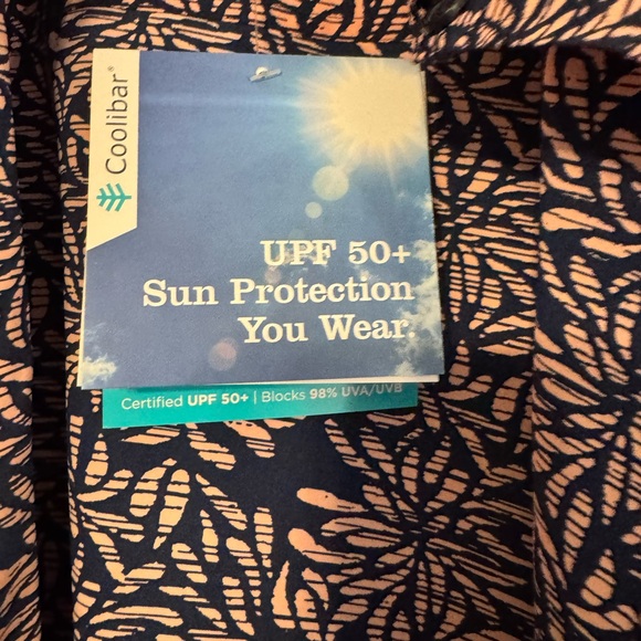 Coolibar Women's Santorini Tunic Long Sleeve Shirt sz L Peachy Pink Flowers - Picture 4 of 5